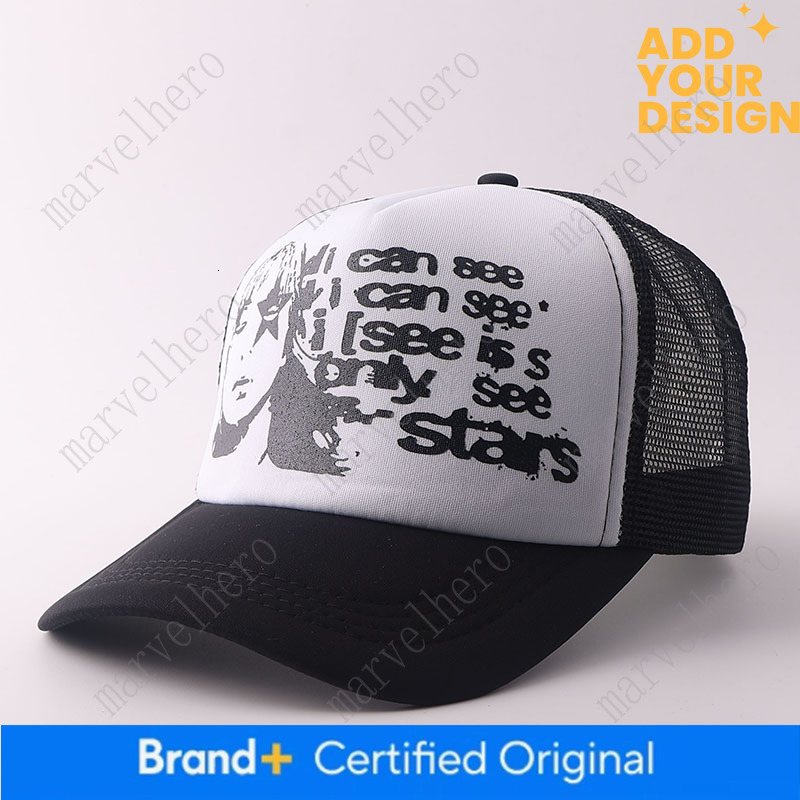 Cross Border Foreign Trade Mesh Fashion Baseball Cap English Trucker Summer Printed Trendy Brand Duckbill Cap Wholesale