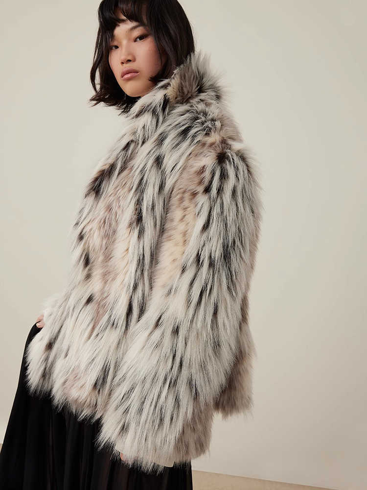 Spring Lautaro Autumn Winter Colorful Thickened Warm Hairy Shaggy Fur Coat Women Short Loose Fluffy Jacket 2025 S261016VHS1