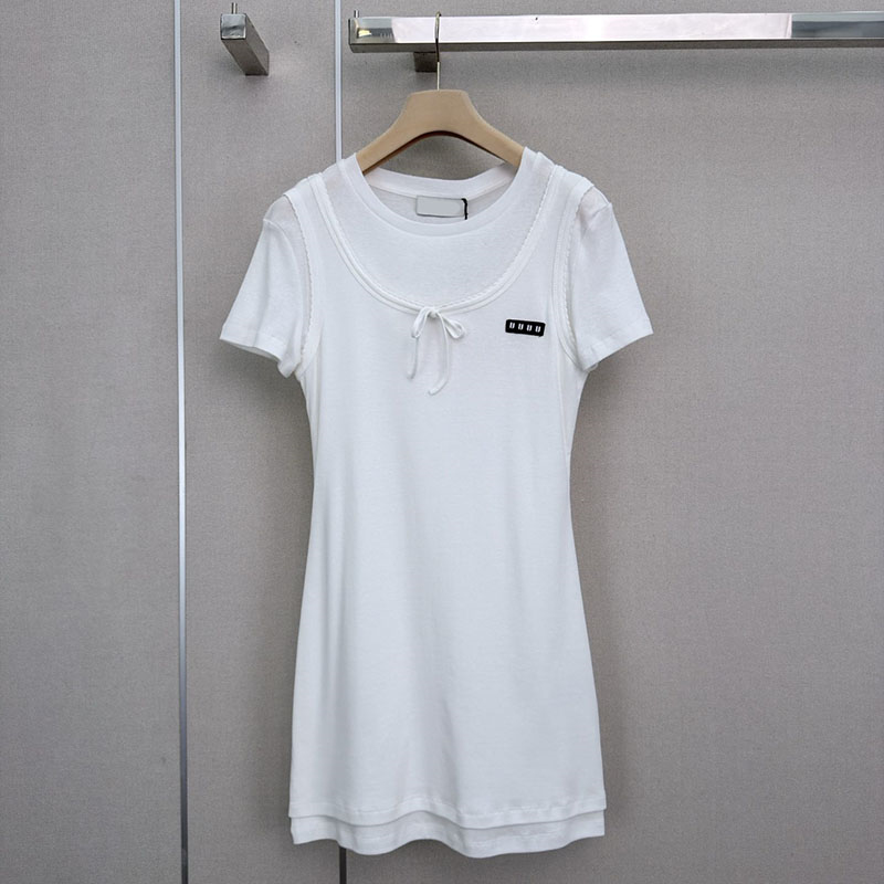 Women Cute Mini Dress Designer Preppy Style Bow Short Sleeve Bodycon Dress Summer Birthday Party Elegant Thin Charming Skirts