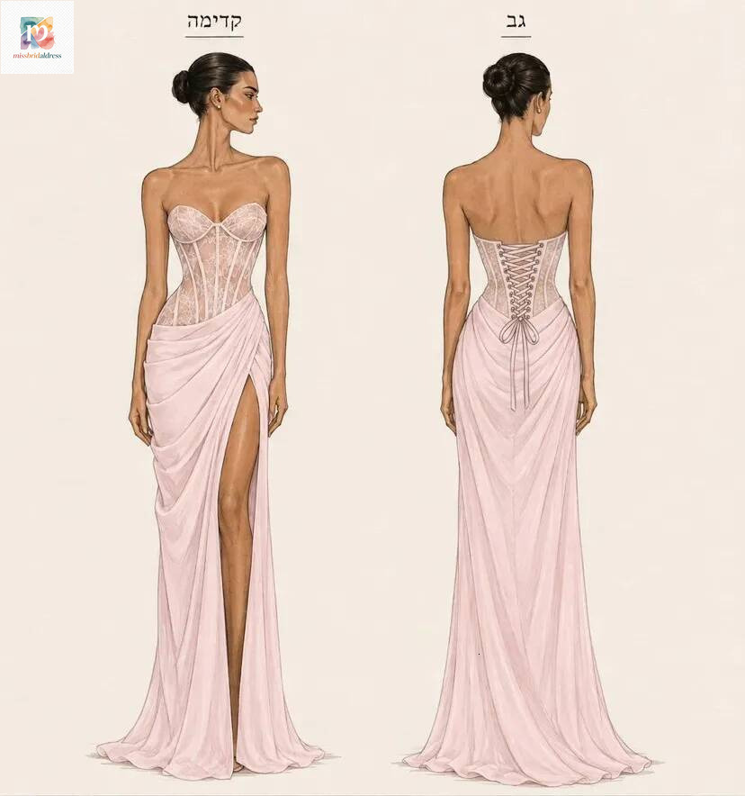 Aso Ebi Pink Sheath Prom 2026 Lace High Split Satin Corset Design Evening Dresses Birthday Formal Party Reception Second Long Dinner Dress Gowns Z12
