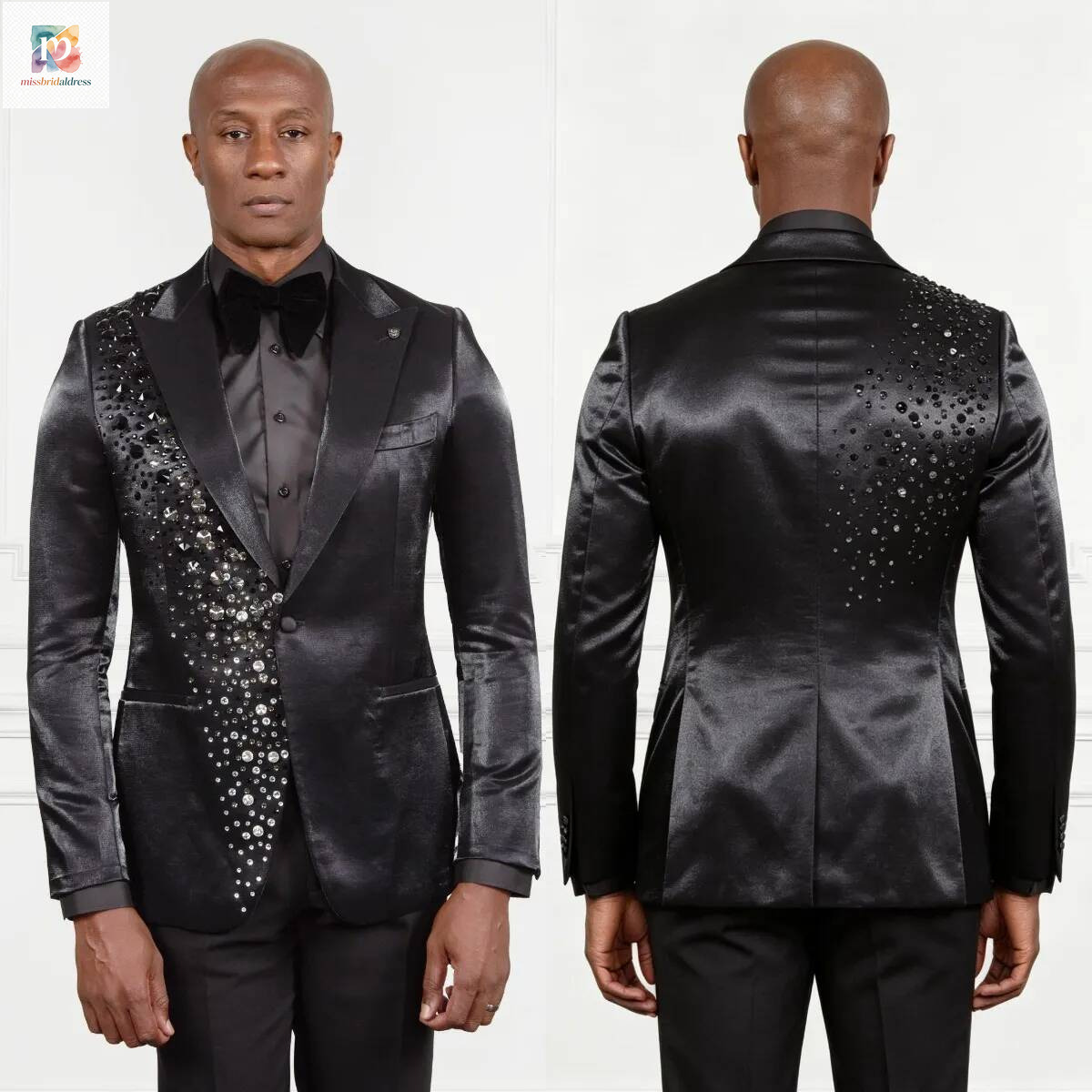 Luxury Men Wedding Tuxedos Two Pieces Sets Jacket Pants Peaked Lapel One Button Groomsmen Suits Custom Made Formal Prom Wear Mb017
