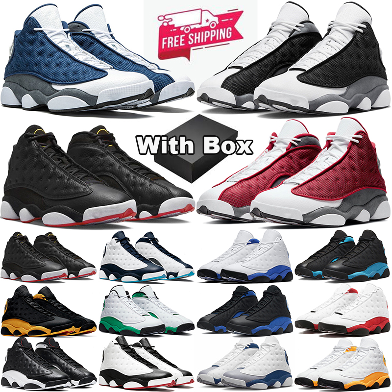with box free shipping 13 13s basketball shoes designer Black Flint Hyper Royal Wolf Grey White Bred Playoffs women mens trainers outdoor sports sne