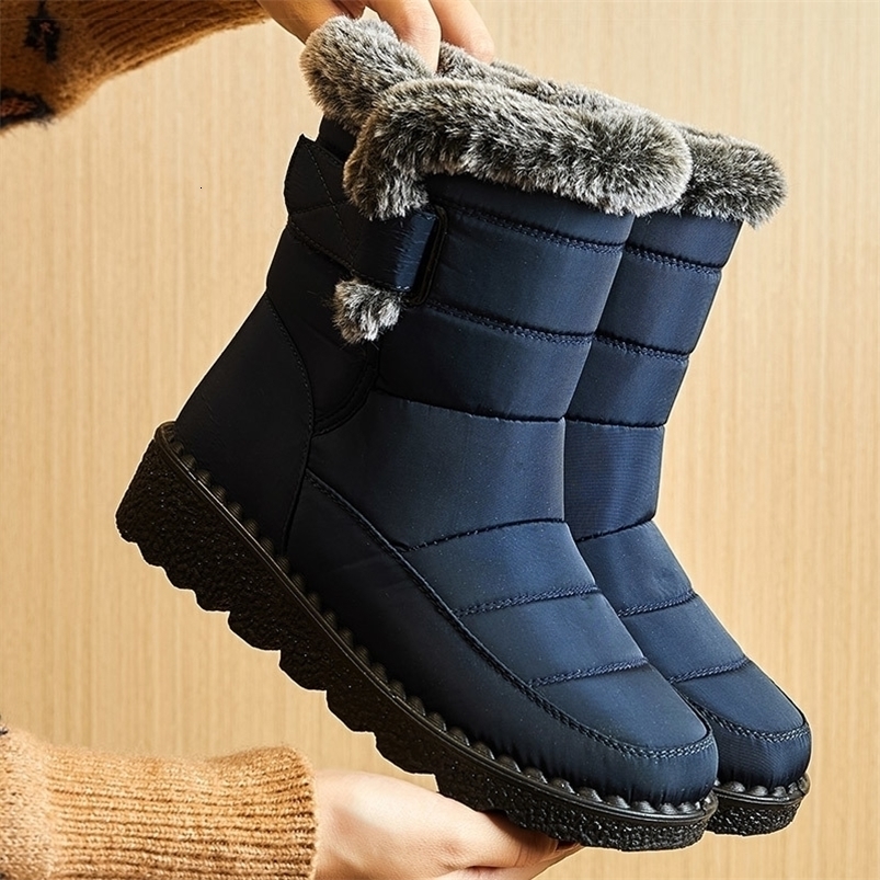 Women's Boots 2025 Trend Winter Shoes For Woman Ankle Low Heels Botas Mujer Waterproof Snow With Fur 261009