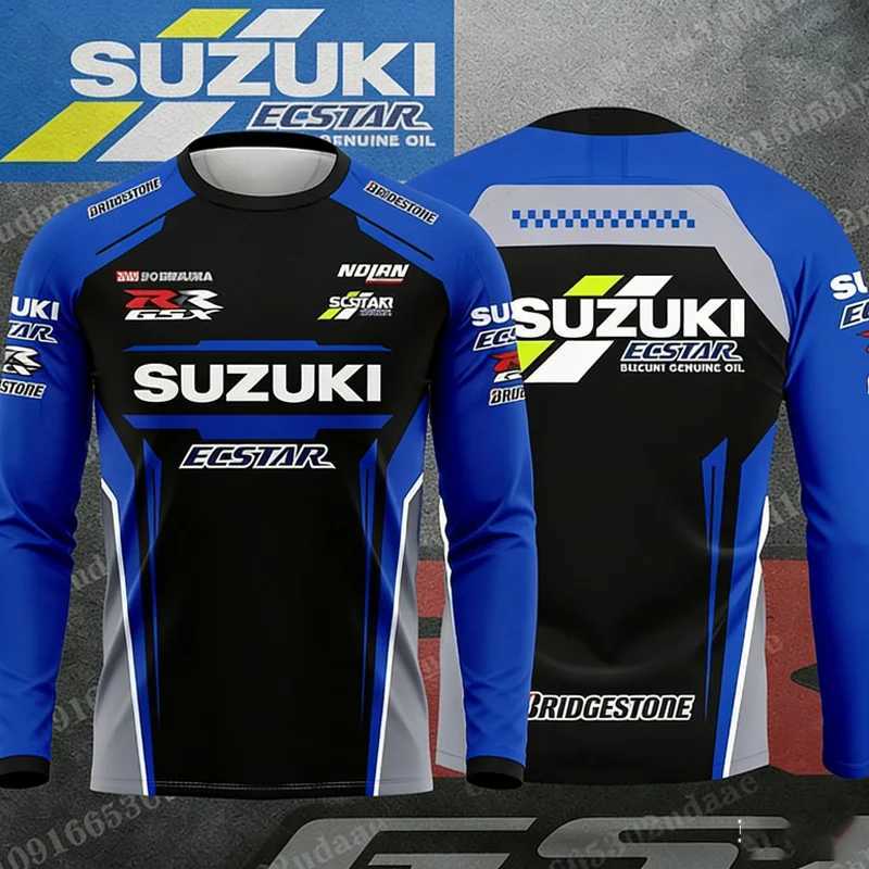 Suzuki motorcycle 2026 new men's summer 3D printing sports women's racing outdoor leisure sports long sleeved T-shirt T261019