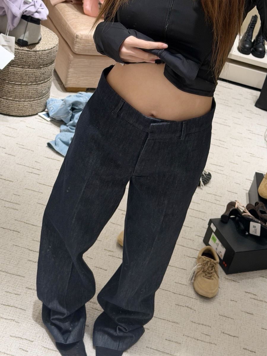 Designer Designer Shenzhen 26K Small Fragrance Style High-Waisted Wide-Leg Jeans For Women, Dark Straight-Leg Loose Fit, Slimming, Versatile Long Pa