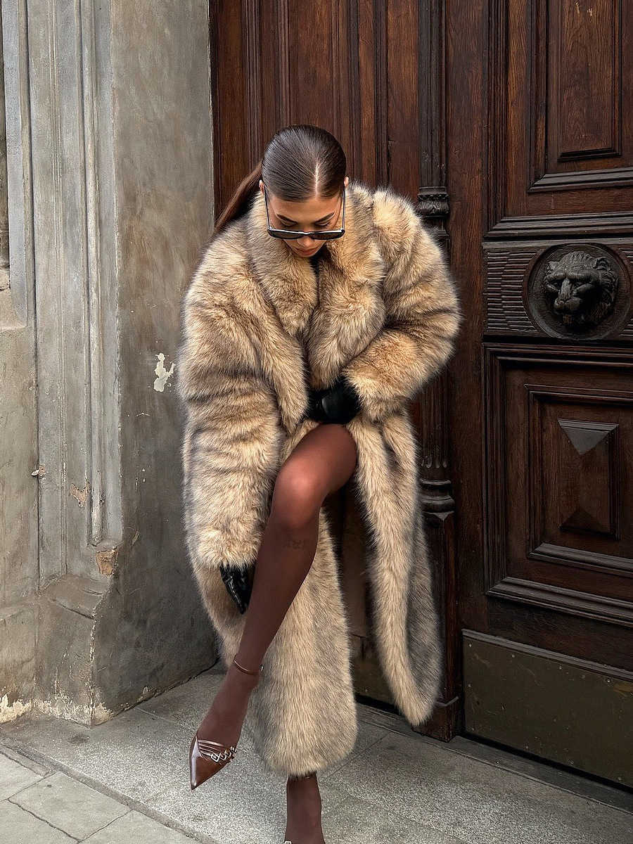 2026 HDHOHR Winter Elegant Chic Thick Warm Long Fur Coat Women Quty Fluffy Fur Jacket Strt S2610169QNQ