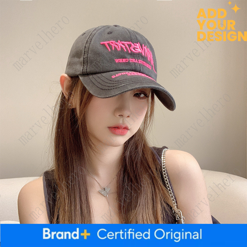 American Style Baseball For Women Vintage Washed Cotton Hat Spring Summer Sunshade Versatile Trendy Brand Letter Embroidery Duckbill Cap