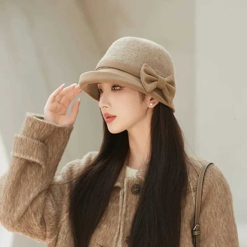 Beanie/Skull Caps Autumn and winter new hat women's French retro small fragrance style heiress top hat Hepburn style woolen fisherman hat Q2610