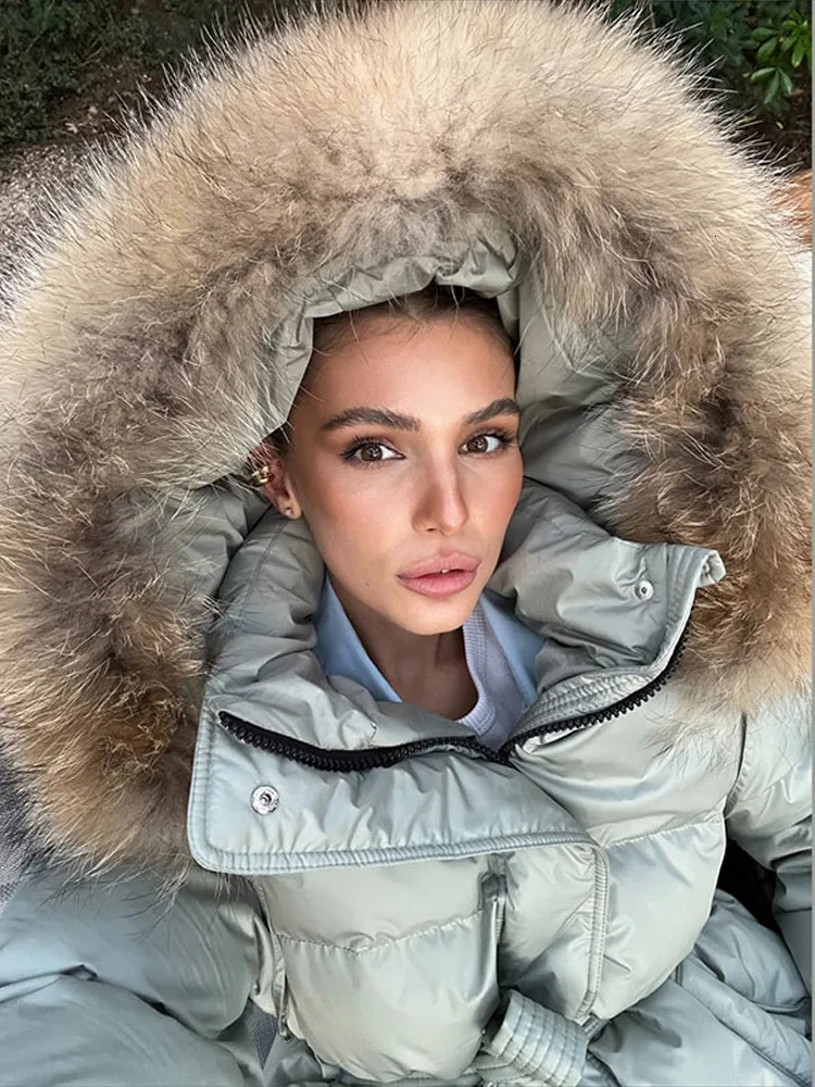 Womens Hooded Faux Fur Trim Padded Coat Solid Stand Belt Waist Zipper Stylish Versatile Jacket 2026 Winter Warm Parka Outerwear 261019