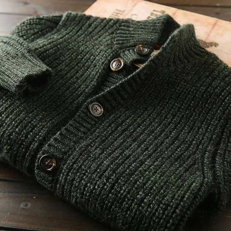 Stand Cardigan Men's American Knit Collar Sweater Cardigan Korean 2025 New Spring Autumn New Sweater Button Jacket Chic M261016