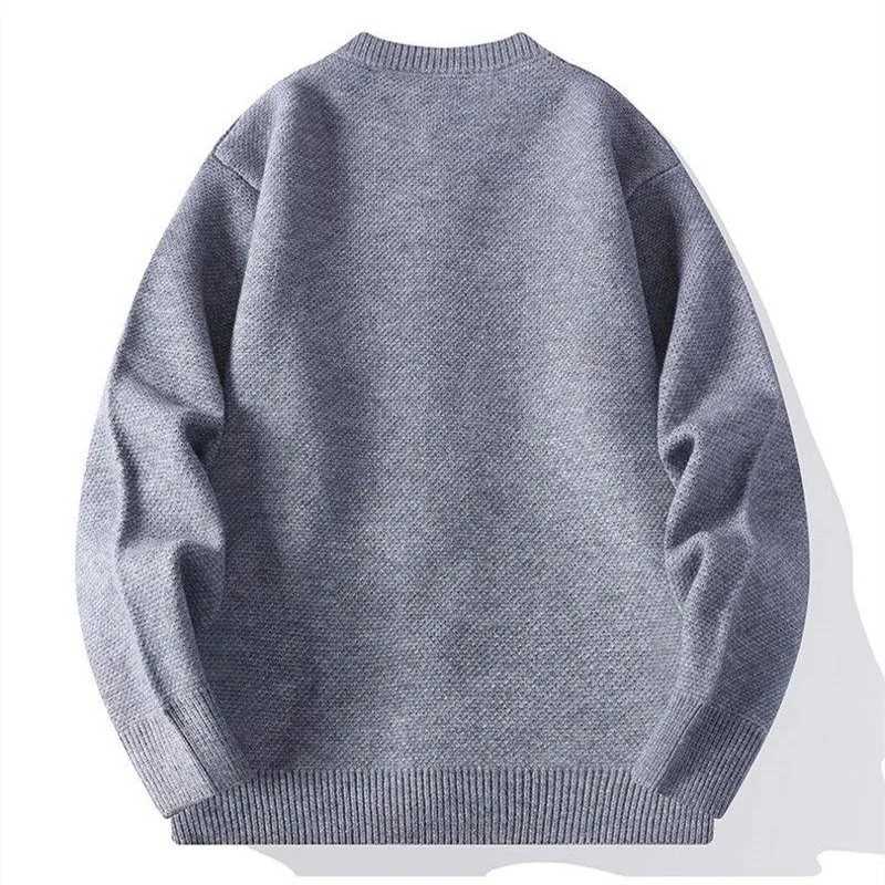 Winter Men's Crew Neck Autumn Knitted Cardigan Solid Color Warm Fashion Knit Sweatercoat Men Casual Loose Sweater Outerwear Man M261016
