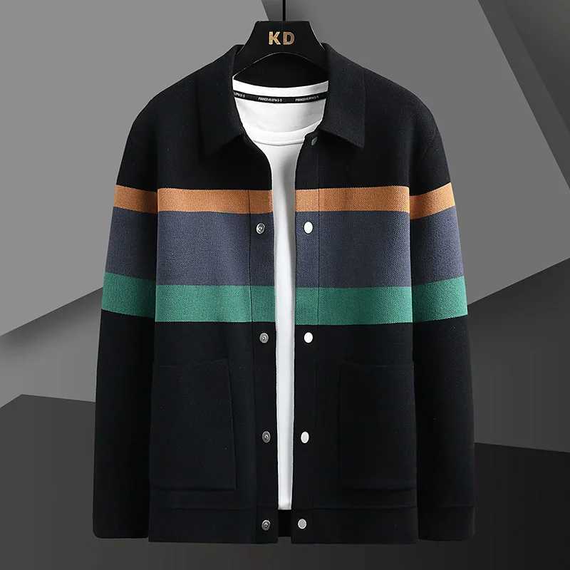 New 2024 Spring and Autumn Business Casual Cardigan Sweater Men's Fashion Versatile Long slved Knitted Coat M261016