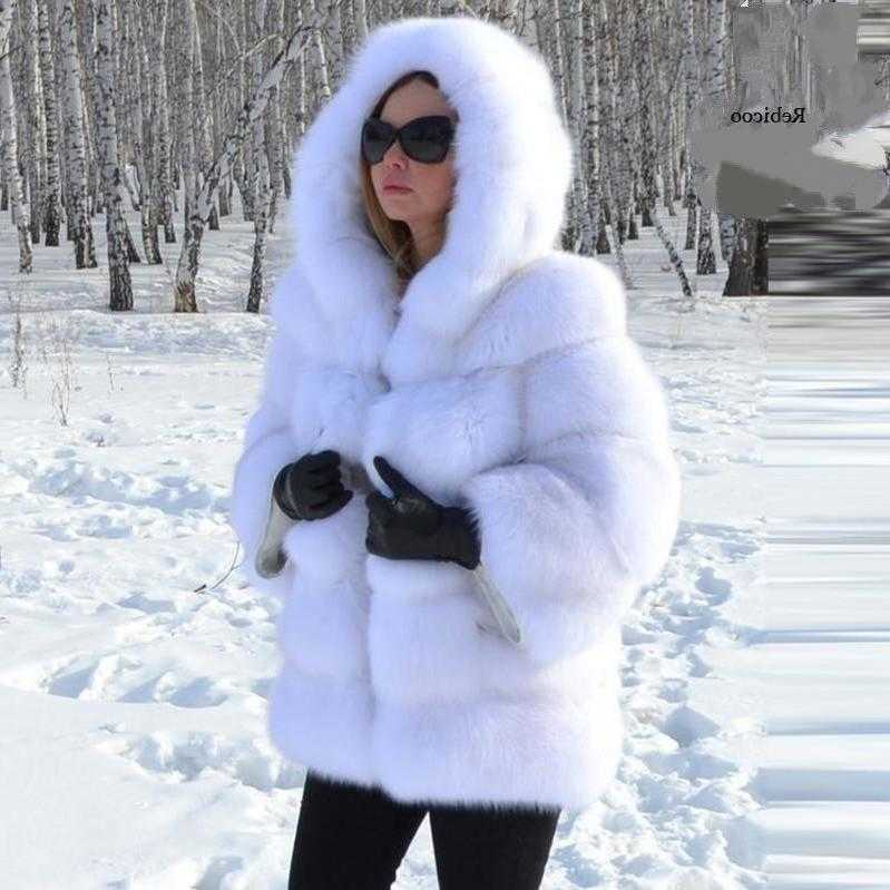 Fur Imitation Grass Jacket Women's Hooded Loose Long Patchwork Plush Thick Coat Winter New S261016YGQA