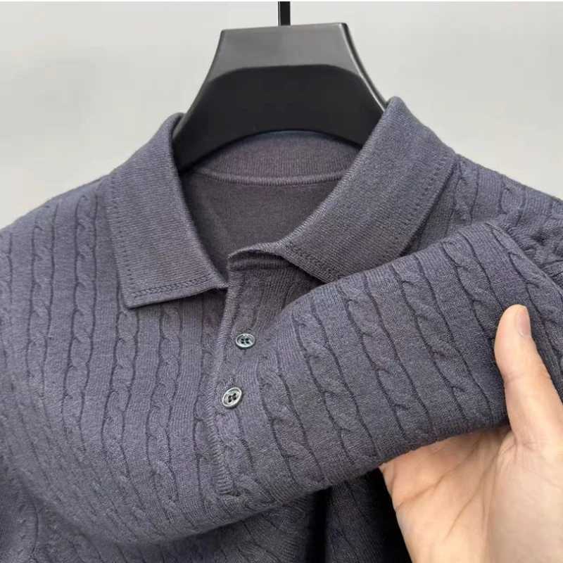 quty men's knitted sweater High autumn winter fashionable flip collar jacquard boutique Korean style pullover sweater T-shirt M261016