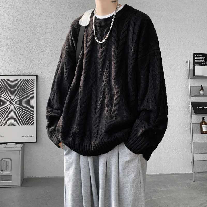 Knitted New Men's Autumn Winter Sweater Solid Color O-Neck Loose Casual Pullovers Men Knit Strtwear Fashion Couple Sweaters M261016
