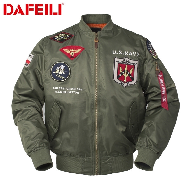 High Quality Military Fashion Casual Boy Youth Lightweight Patch Embriodey Streetwear Ma1 Satin Flight Bomber Jacket Men 260924