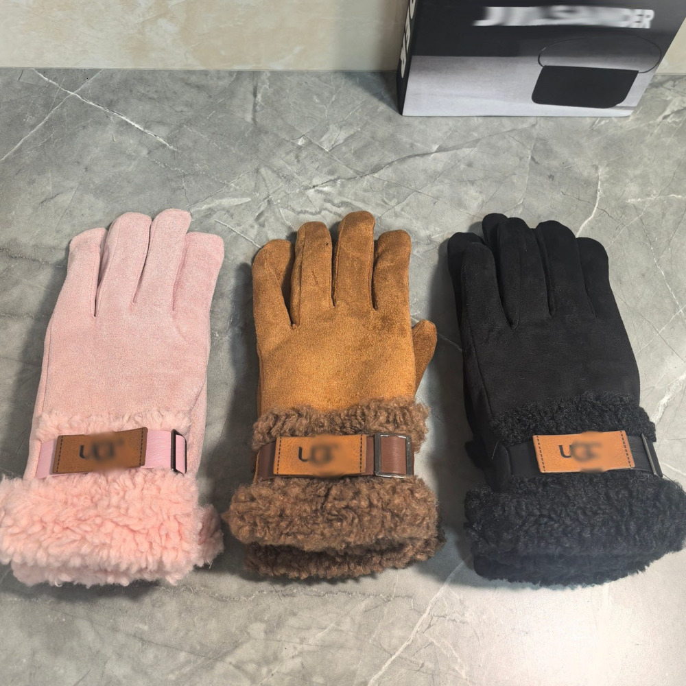 Five Fingers Gloves Designer Women's Outdoor Winter Finger Touchscreen Gloves Thick Warm Suede Fleece with Buckle Fleece-Lined Cold-Resistant