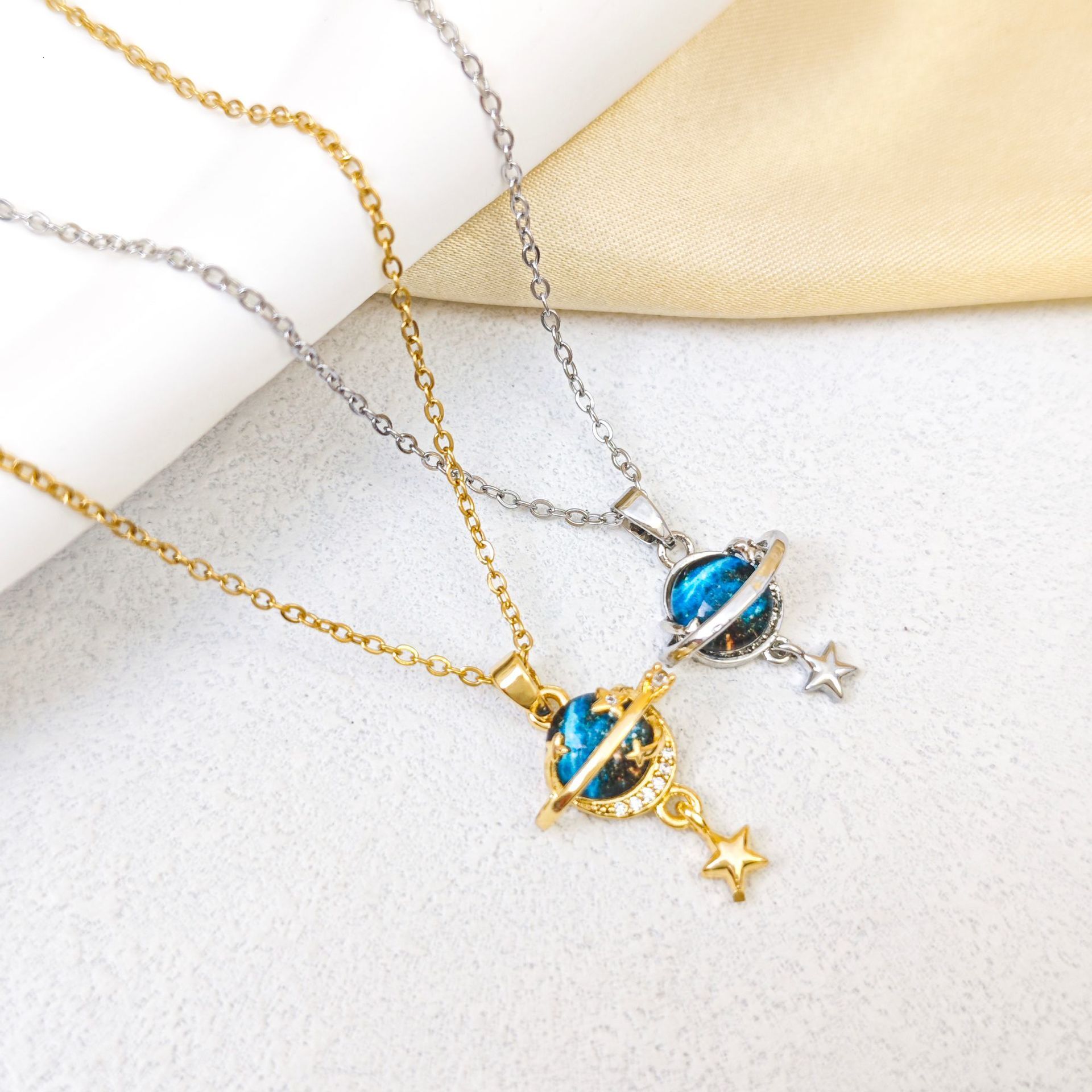 Luxury Elegant Dainty Jewelry Luxury Brand Designer Jewelry European And American Versatile Starry Sky Stone Necklace, Women's Pendant, High-En