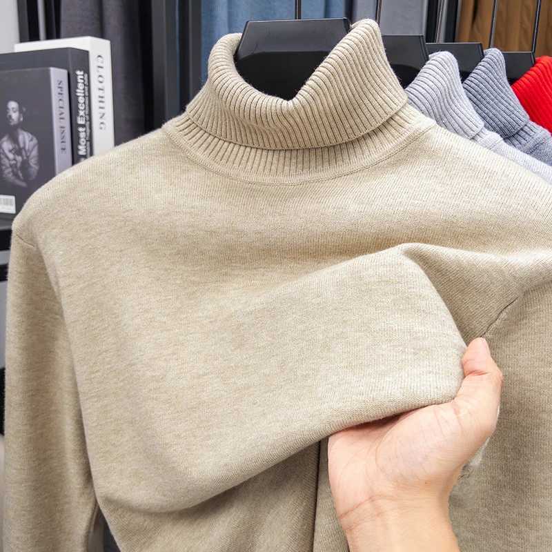 Sweater Autumn and Winter Thick Men's High Neck Spun Wool Sweater Warm and Versatile Casual Knitted Base Sweater Men M261016