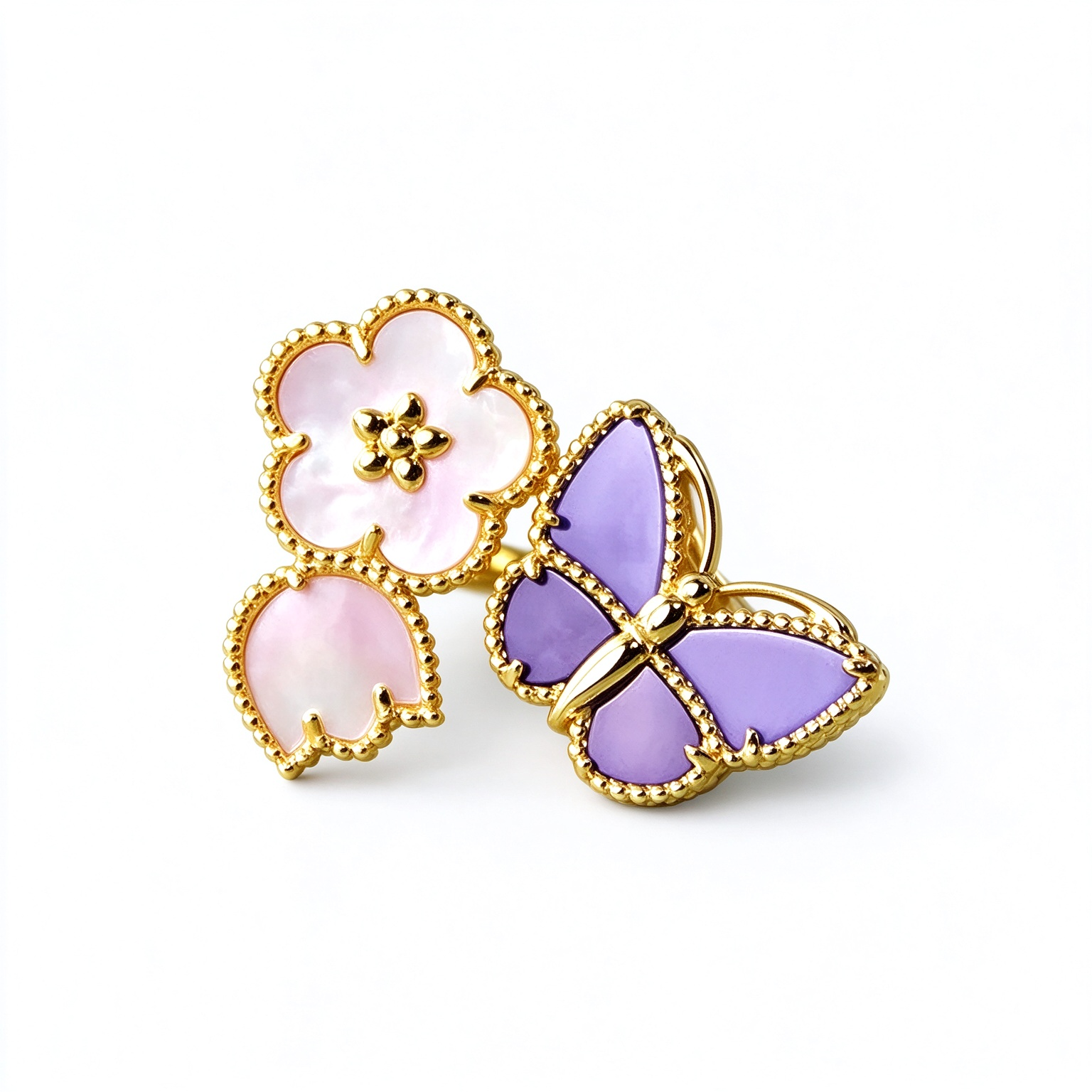 Bague papillon trèfle à quatre feuilles de marque, bague de styliste en or 18 carats de haute qualité, bijoux de luxe pour femmes