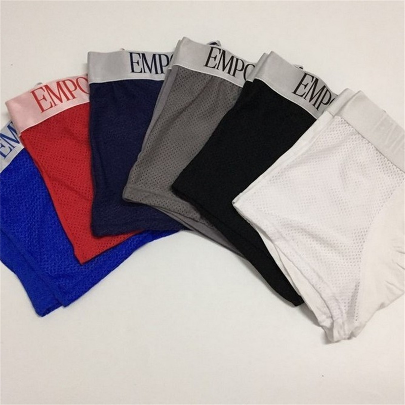 Designer Men's Underwear Ice Silk Breathable Mesh Hollow Underwear Boxers Male Underpants Briefs Sexy Boxer Shorts Size M-XXL