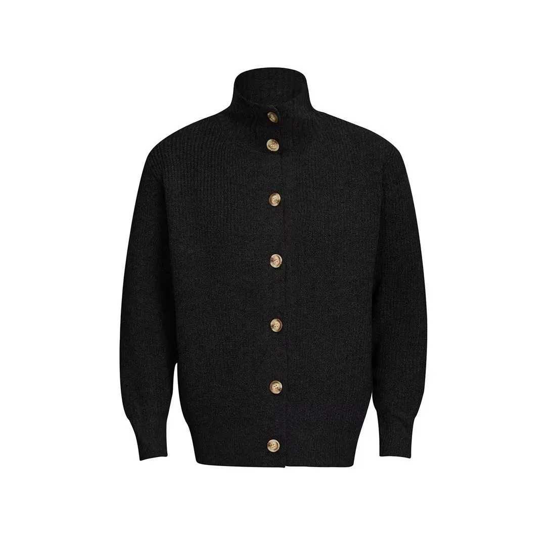 new and winter 2025 autumn American retro solid color stand up collar knitted cardigan men's loose button fashionable versatile M261016