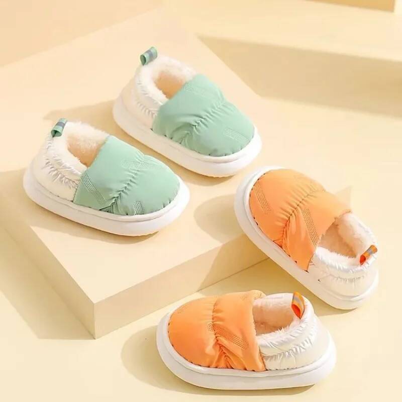 Kids Slippers for Boy Indoor Cotton Winter Warm Non-slip Girls Shoes Solid Color Cute Toddler Baby Home Slipper Flip Flops J261019