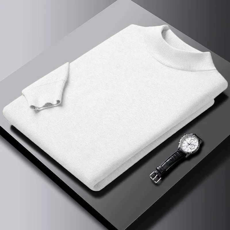 Men's Solid Color Pullover New Sweaters Half Turtleneck Long Slve Solid Color Breathable Strtwear Autumn Knitted Sweater Men M261016