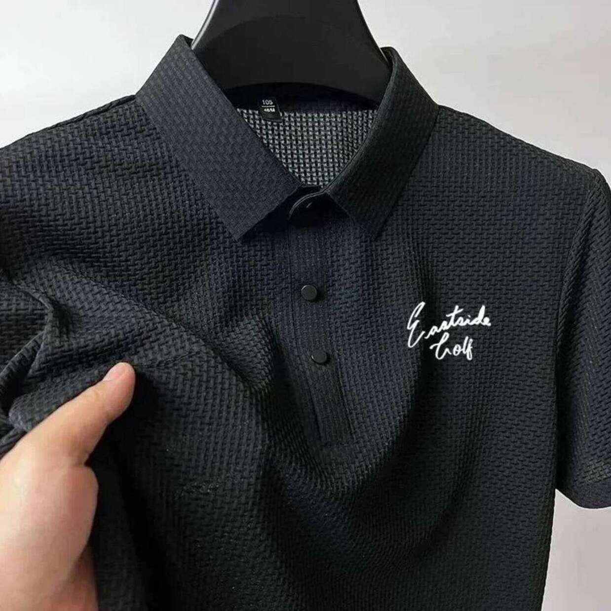 Professional Performance Golf TShirts fourway stretch swingunrestricted Mens * * Summer Ice Silk Fabric * Lapel Short Sleeved Polo Top Clothing M