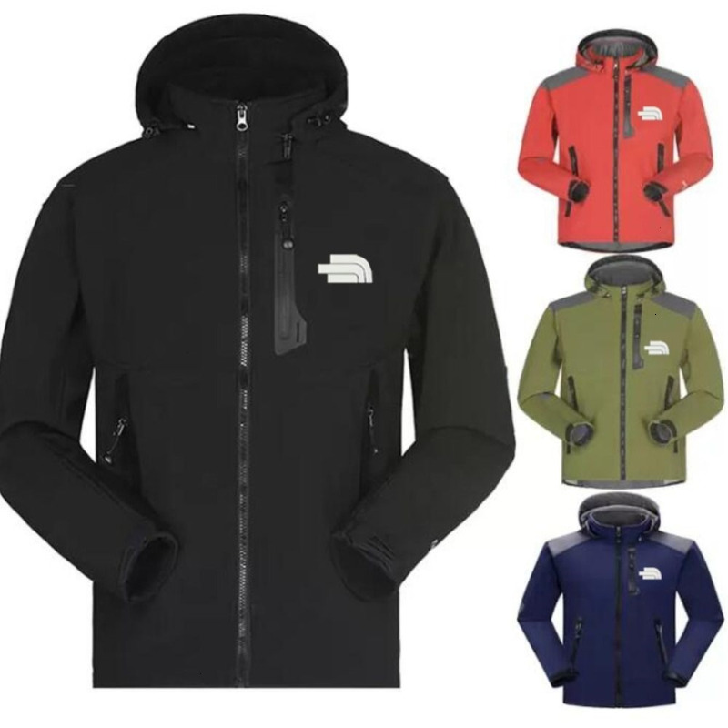 Men's Designer Black Softshell Hooded High Quality Waterproof Windproof Outdoor Coat With Multiple Zipper Pockets For Hiking Jacket Size S 4Xl