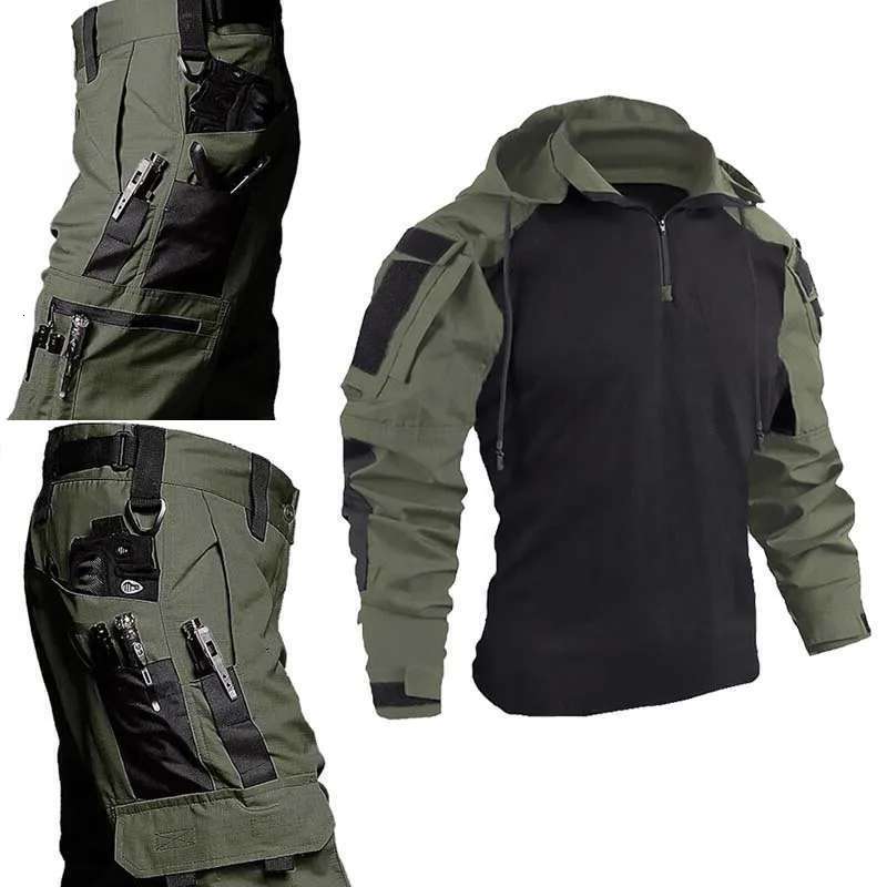 Men Tracksuit Camo Tactical Uniform Hunting Shirts Wear Resistant Outdoor Hiking Training Sets swear set Clothing Ghillie Suits Combat Pants Men Sui
