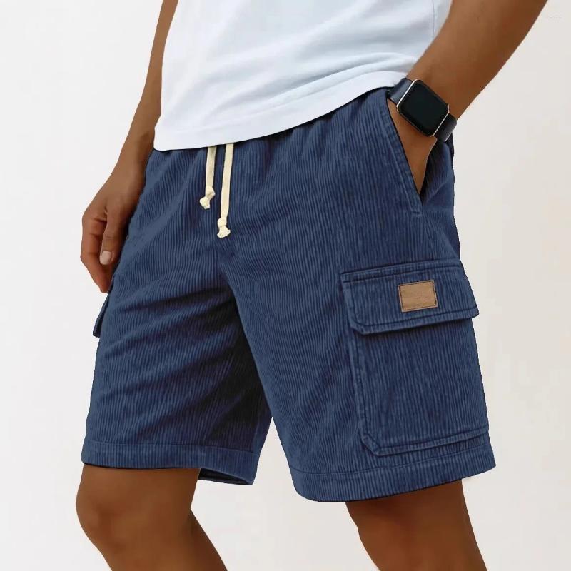Male Corduroy Shorts Men Thin Quick Dry Solid Color Casual Sports Athletic Jogger Loose 5 Points Above Knee Cargo Pants