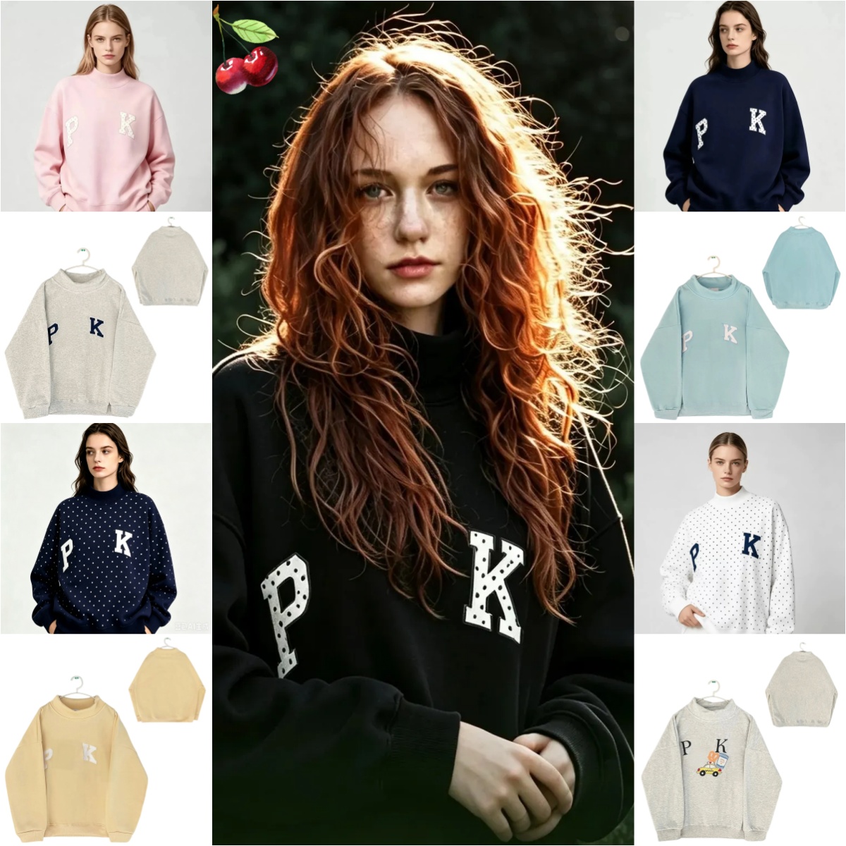 felpa con cappuccio a collo alto felpa da donna oversize a pois felpa vintage college allentato spalla cadente pullover streetwear maglione top per