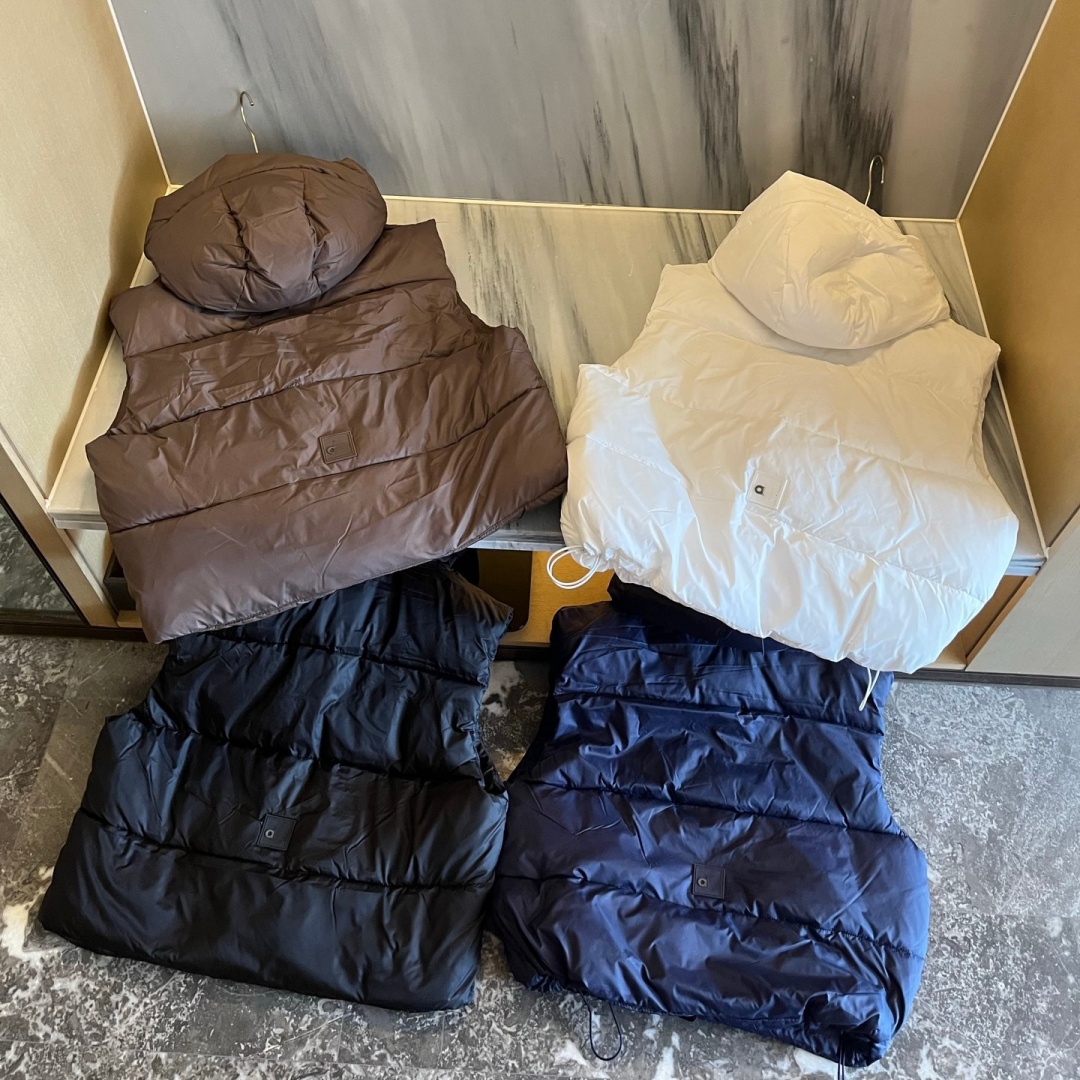 3047A Women's Hooded Down Cotton-Padded Vest Loose Fit Cream Puff Design Womens Down Filled Jacket Stylish Comfortable Loosely-Fitted Vests For