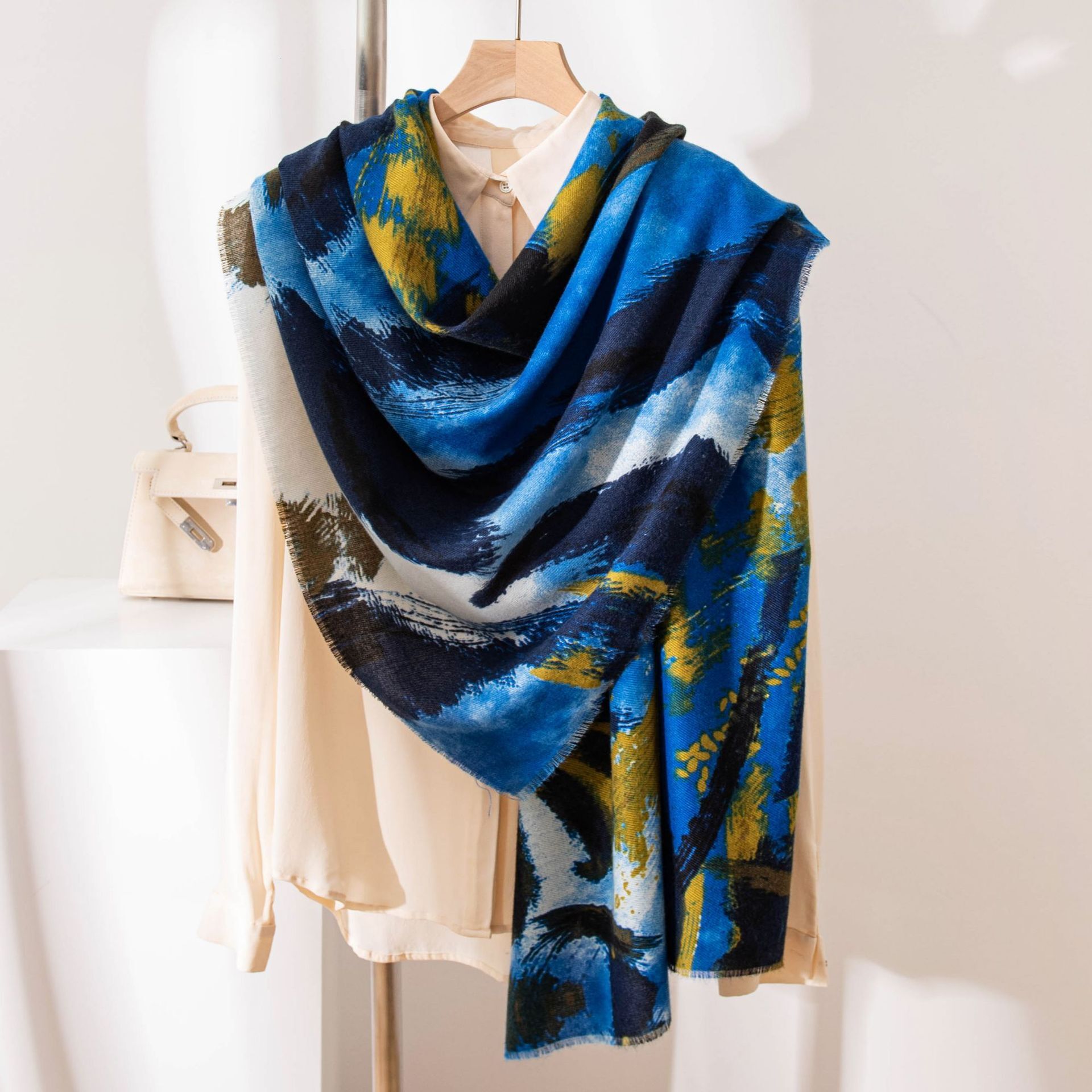 High-End Autumn Winter Cashmere-Feel Scarf Versatile And Stylish, Imitation Cashmere Shawl For Women, Liuyuemoshang