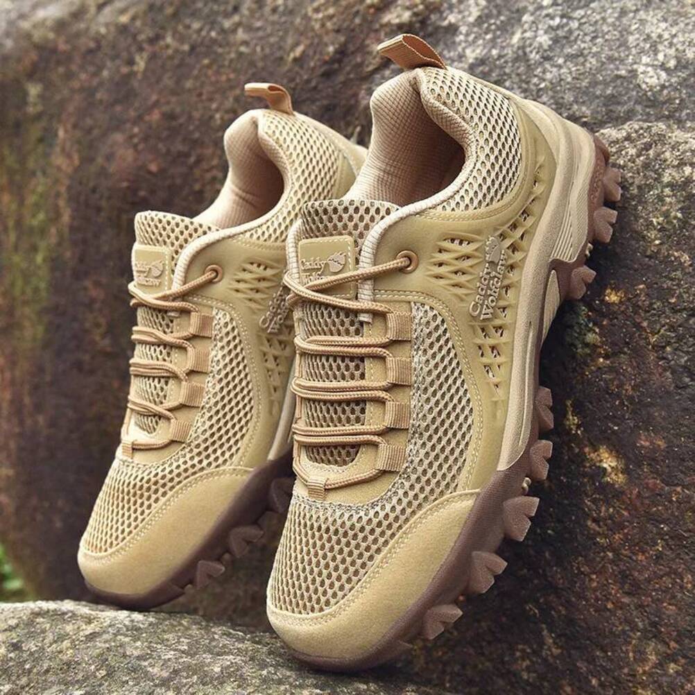 Seam Sealed Waterproof Breathable Hiking Shoes Sneakers Men's With Rubber Soles Spring And Autumn Outdoor Hiking Summer Mesh Breathable Sports