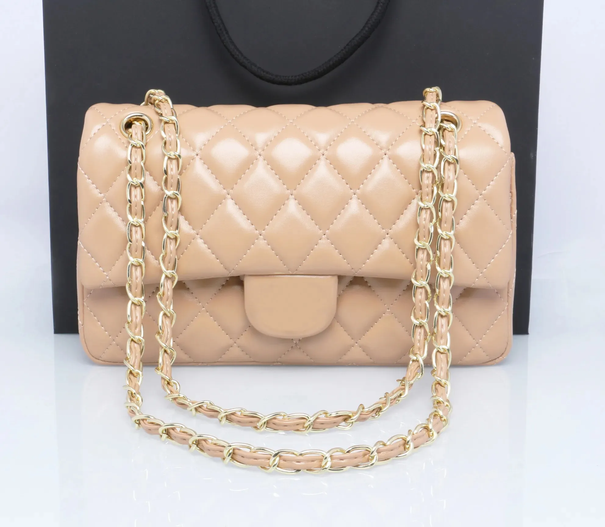 10A Top Tier Quality Jumbo Double Flap Bag Luxury Designer 25CM Real Leather Caviar Lambskin Classic All Black Purse Quilted Handbag Shoulder bag un