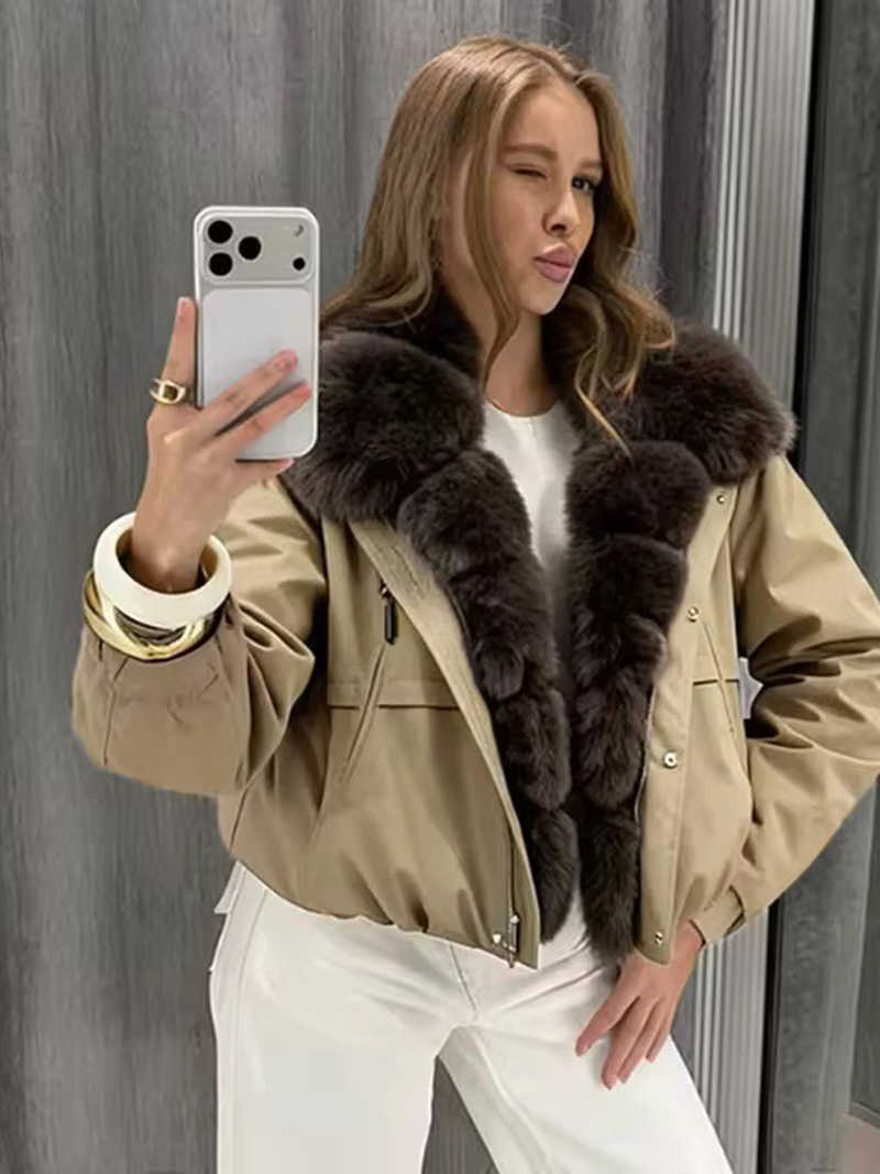 2026 ZADORIN Detachable Fur Collar Short Parka Winter Jackets Women Elegant Loose Cotton Padded Outerwear Warm Women Coats S261016OGWW