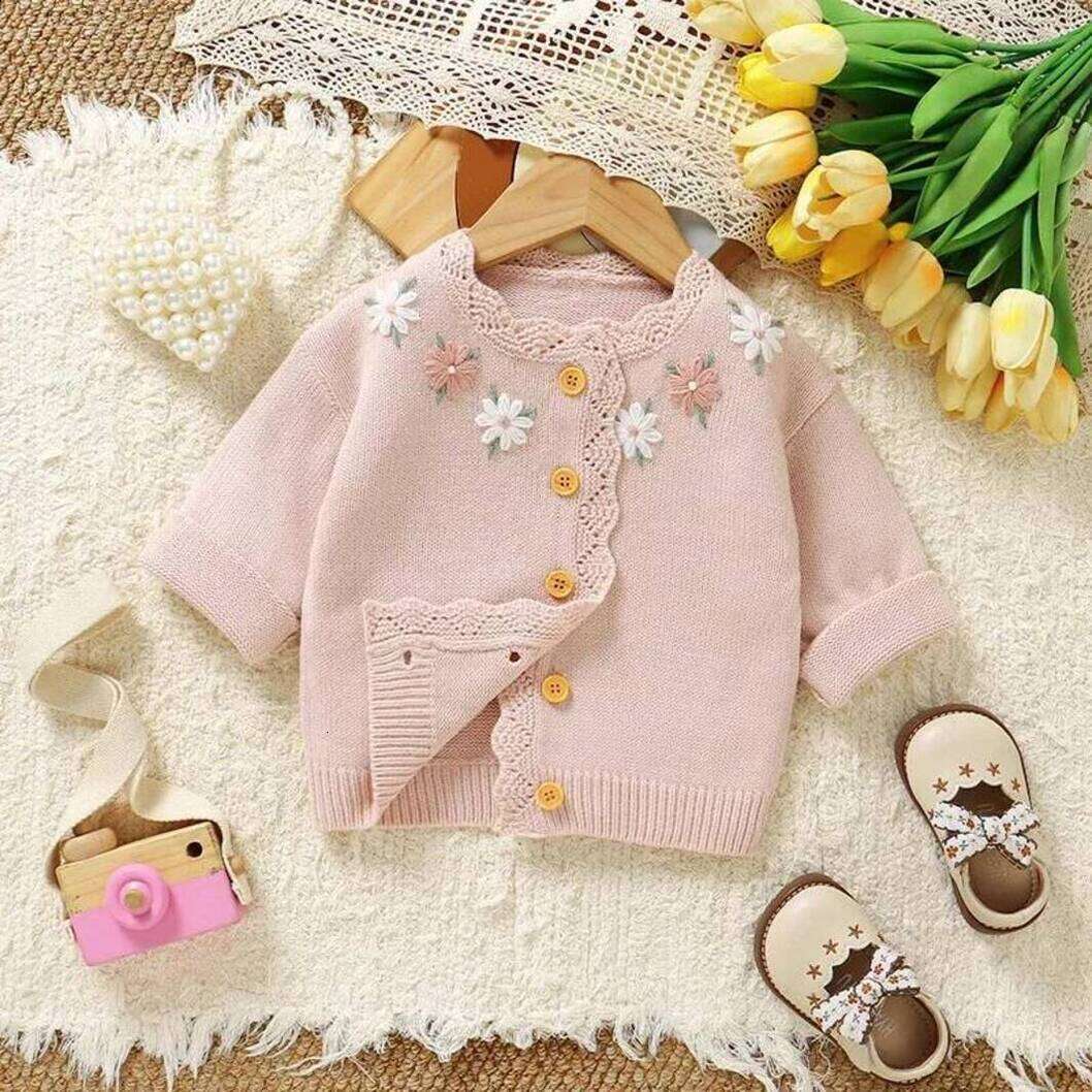 Girls Hoodie Pink Baby Girl Floral Sweaters Cardigans Spring Autumn Full Sleeve Infant Button Up Jackets Knitted pullover Toddler Winter Out