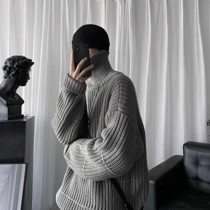 Turtleneck Autumn Winter Mens Casual Pullover Men's Long Slve Rollneck Sweater Korean Style Fashion Warm Knitted Sweater M261016