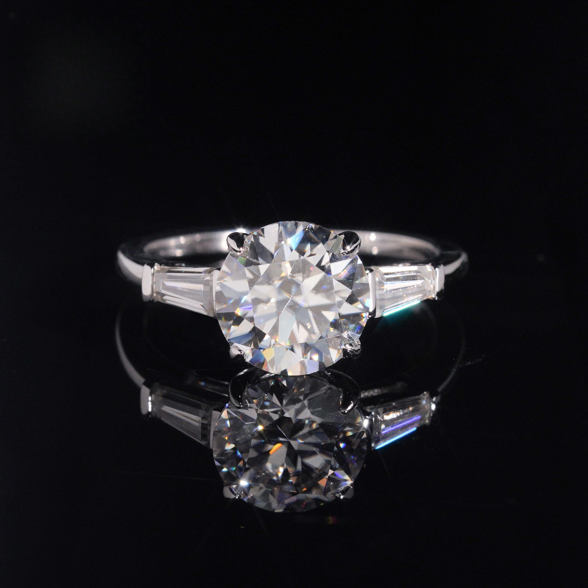 Drill Hair s925 sterling silver round 3-ct moissanite trapezoid vintage engagement ring, style