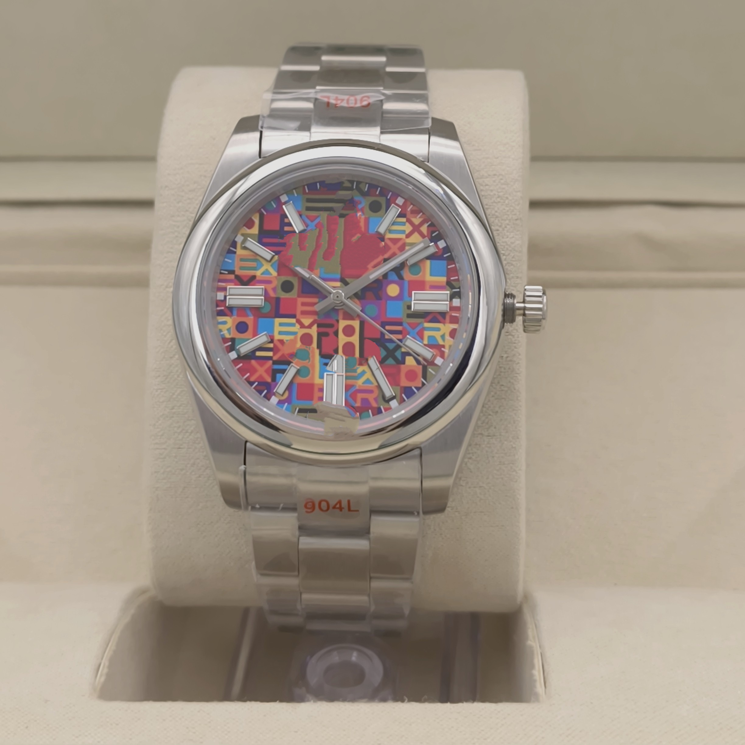 2026 New High Quality Watch Date: 2836-4 41MM Colorful dial Smooth bezel 3-link Sapphire dial Waterproof Silver Watch