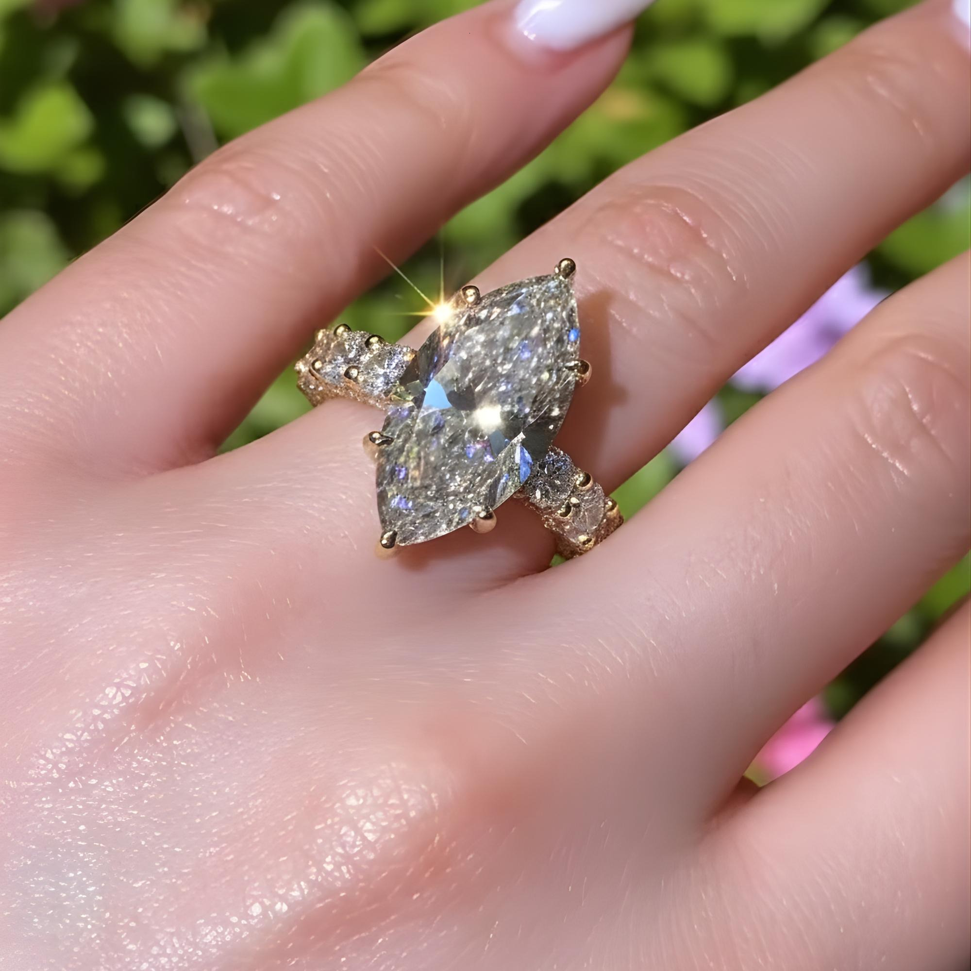 7ct Lab Grown Diamond Oval Cut Excellent Cut Color D Engagement Ring 18k Gold Plated IGI Certified Luxury Party Ring Free