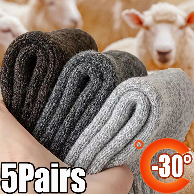 5 Pairs Winter Warm Mens Socks Thick Male Women Socks Super Thicker Solid Socks Winter Socks Against Cold Snow Terry Socks 261019