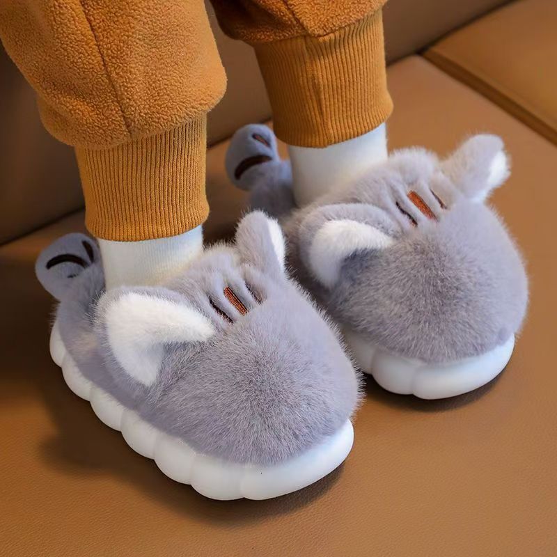 2024 New Children's Winter Boatou Home Cotton Boys And Girls Soft Sole Non Slip Cartoon Plush Warm Fluffy Slippers J261019
