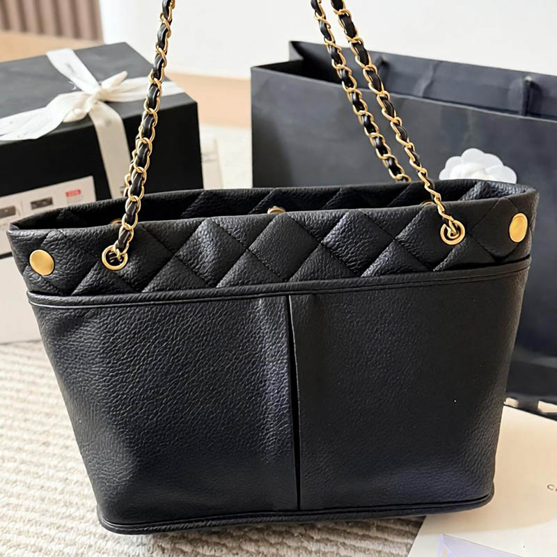 Tote Underarm Shopping Bag Designer Women Shoulder Bags Genuine Leather Caviar Gold Silver Hardware Metal Matelasse Chain Luxury Handbag Crossbody W