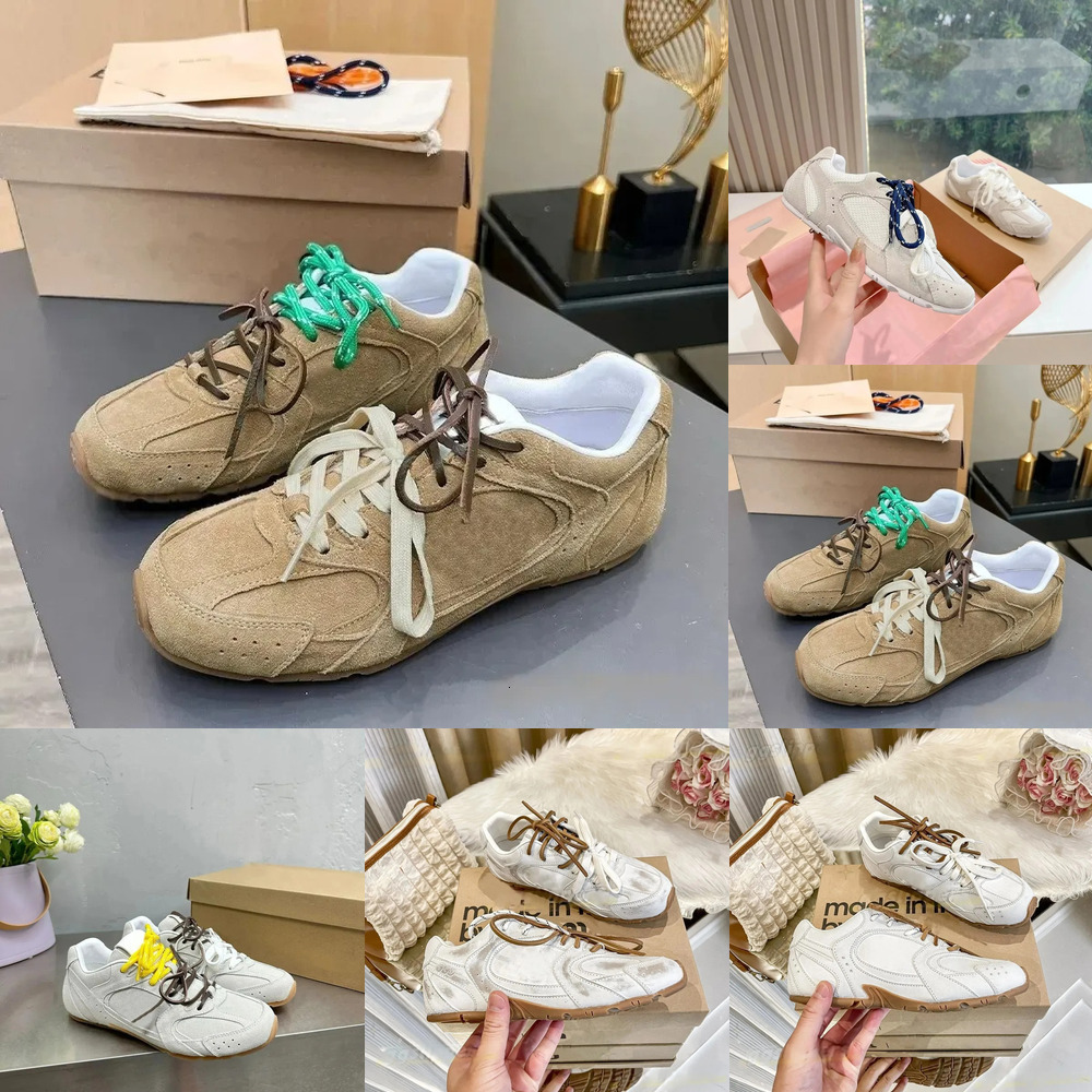 Vintage Designer Luxury Brown Suede Sneaker Low Top Canvas Lace Shoe Rubber Sole Casual Fashion Womens Comfort Quality Modern Stylish Red Grey Silve