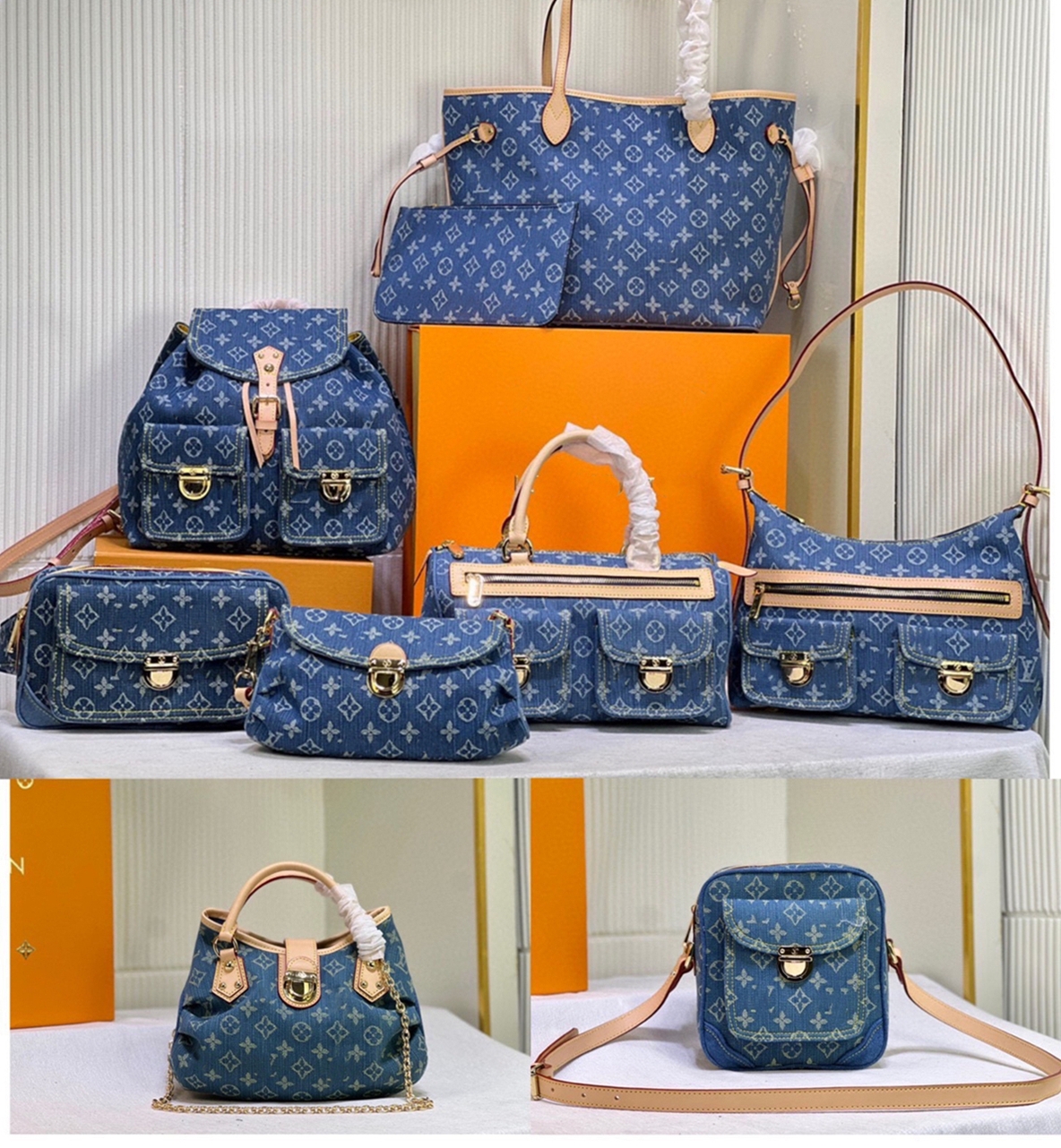 10A Luxury Designer bag women Denim Vintage Tote Bag Carryall Shoulder Bag Handbag Crossbody messenger Shopping Bag Moon Purse Hills Clutch Wallets