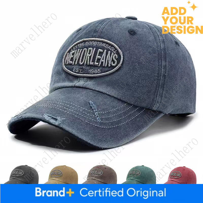 Cross Border Washed Cotton Distressed Denim Baseball Cap Vintage Fashion Versatile For Autumn And Winter Soft Top Sun Hat