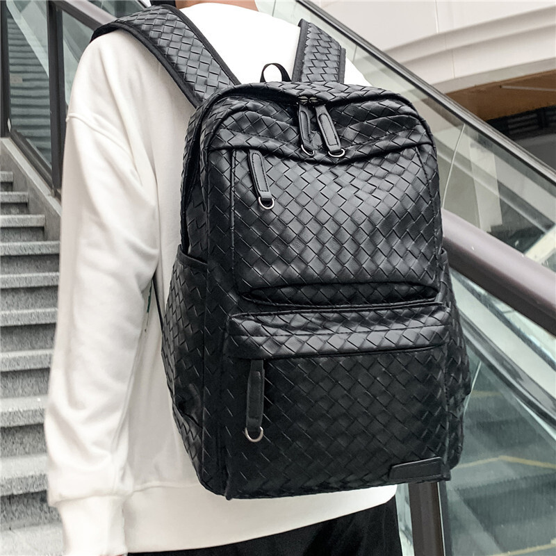 Designer PU Geometric Diamond Luxury Backpack Business Casual Men's Double Fashion Trend Travel Single Shoulder School Bag